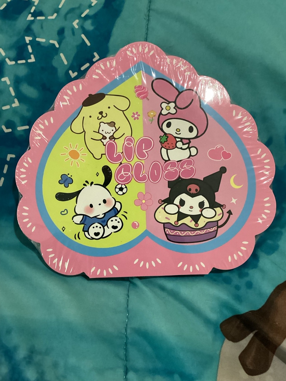 Sanrio Pink and Yellow Heart Lip Gloss Set with Characters